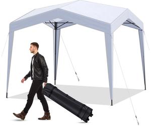 COSTWAY Pavillon 3x3m, Pop up Pliable avec sac à roulettes, Pavillon de jardin étanche stable résistant à l'hiver, Pop up Tente de jardin, sans moustiquaire