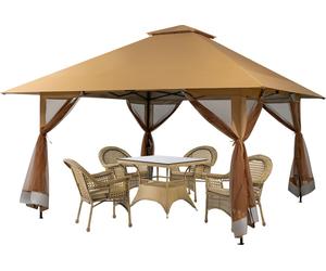 COSTWAY Pavillon 4x4m, Pavillon de jardin avec parois latérales en filet, protection UV 50+, Pop-Up Pavillon pliable réglable en hauteur, sac de transport à roulettes inclus, pour jardin, terrasse, ar