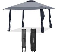 COSTWAY Pavillon 4x4m, Pop up Pavillon pliable avec double toit, sac de transport & roulettes, pavillon de jardin Tente de réception étanche, stable, protection UV 50+ Gris
