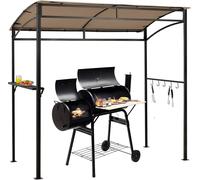 COSTWAY Pavillon de barbecue résistant aux intempéries Cadre métallique avec étagère & crochets, BBQ Cadre métallique Abri de barbecue étanche 216 x 134 x 211 cm pour jardin, extérieur