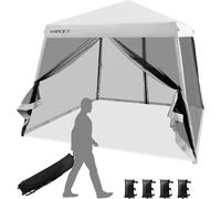 COSTWAY Pavillon Pop Up 3x3 m avec moustiquaire et sacs de sable, Pavillon pliable, protection UV 50+, Tente de jardin Tente de fête stable, Pavillon de jardin pour le jardin, sac à roulettes inclus (