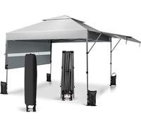COSTWAY Pavillon Pop Up 3x3m avec deux stores, pavillon pliable avec sac à roulettes, 4 sacs de sable, protection UV 50+, tente de jardin pliable, tente de fête étanche stable résistant à l'hiver, pav