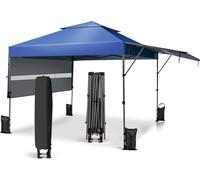 COSTWAY Pavillon Pop Up 3x3m avec deux stores, pavillon pliable avec sac à roulettes, 4 sacs de sable, protection UV 50+, tente de jardin pliable, tente de fête étanche stable résistant à l'hiver, pav