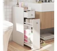 COSTWAY Petit Meuble Salle de Bain, Meuble Rangement WC 4 Niveaux, Tiroirs Coulissants sur roulettes, Armoire de Toilette avec Tiroir, pour Papier Toilette, Petit Espace, 40 x 18 x 70 cm (Blanc)