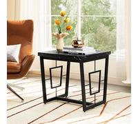 COSTWAY Petite Table Basse Carre Effet Marbre, Structure Métallique Robuste | Table d'Appoint avec Base en Forme de H, Chevet de Lit pour Chambre, Salon, Canapé