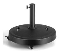 COSTWAY Pied de Parasol sur roulettes φ52CM 23KG, Socle Parasol Extérieur en Résine avec 2 Poignées Rétractables, Bouton Rotatif, 4 Roue Verrouillables, pour Poteaux de Parasol 38/48 mm(Style2)