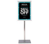 COSTWAY Porte Affiche sur Pied A3, Présentoir sur Pied Rotation 360 Degrés, Hauteur Réglable 78,5-123 cm, Cadre en Alliage d'Alu, Tube en Acier INOX, Support Affichage A3 (Argent, A3)