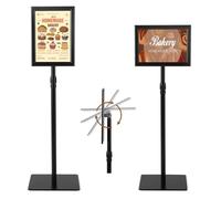COSTWAY Porte Affiche sur Pied A4 Lot de 2, Présentoir sur Pied 360 °, Hauteur Réglable 73,5-118 cm, Cadre en Alliage d'Alu, Tube en Acier INOX, Support Affichage A4 Intérieur Extérieur(Noir x 2)