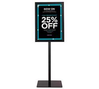 COSTWAY Porte Affiche sur Pied A4, Présentoir sur Pied Rotation 360 Degrés, Hauteur Réglable 73,5-118 cm, Cadre en Alliage d'Alu, Tube en Acier INOX, Support Affichage Intérieur Extérieur (Noir,A3)