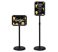 COSTWAY Porte Affiche sur Pied A4, Présentoir sur Pied Rotation 360 Degrés, Hauteur Réglable, Cadre en Alliage d'Alu, Tube en Acier INOX, Support Affichage A4 Intérieur Extérieur (Noir,A4)