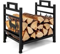 CostwayRange Bûche Intérieur Porte-Bûches Métal Charge 60 kg pour Rangement Bois Intérieur Porte Bûche Cheminée pour Poêl Foyer 46 x 34 x 45 cm