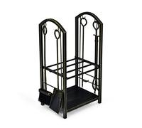 COSTWAY Porte-Bûches en Métal Intérieur Extérieur (Noir Patiné)