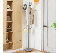 COSTWAY Porte Manteau sur Pied 175 CM, Porte Manteau Perroquet en Métal, 8 Crochets, Base Lestée Gris