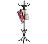 COSTWAY Porte Manteau sur Pieds avec 12 Crochets en Bois Massif, Base à 4 Pieds Stable, Porte-Manteau Bois, Perroquet pour Chapeaux Parapluie, 51 x 51 x 184 CM