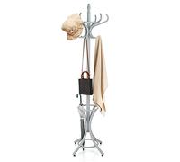 COSTWAY Porte Manteau sur Pieds avec 12 Crochets en Bois Massif, Base à 4 Pieds Stable, Porte-Manteau Bois, Perroquet pour Chapeaux Parapluie, 51 x 51 x 184 CM