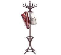 COSTWAY Porte Manteau sur Pieds avec 12 Crochets en Bois Massif, Base à 4 Pieds Stable, Porte-Manteau Bois, Perroquet pour Chapeaux Parapluie, 51 x 51 x 184 CM