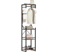 COSTWAY Portemanteau en métal, portemanteau, portemanteau sur pied avec 4 étagères, 6 crochets & 3 barres de penderie, armoire, 40x30x162cm