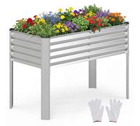 COSTWAY Potager surélevé en métal, potager surélevé pouvant supporter jusqu'à 50 kg, bac à plantes avec système de drainage pour légumes, fruits, fleurs et herbes aromatiques, potager à herbes aromati