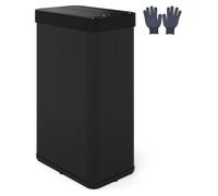 COSTWAY Poubelle 60 L à battants, capteur de mouvement infrarouge & fonction de maintien en position ouverte, poubelle automatique sans contact inox noir