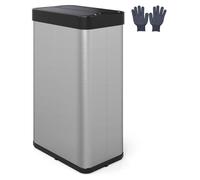 COSTWAY Poubelle 60 L avec volets, capteur de mouvement infrarouge & fonction de maintien en position ouverte, poubelle automatique sans contact acier inoxydable argenté