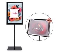 COSTWAY Présentoir sur Pied Porte Affiche sur Pied A3 Support Réglable 78,5-123 cm en Acier Inoxydable Noir