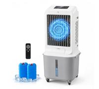 COSTWAY Rafraîchisseur d’Air 27L, Climatiseur Mobile Silencieux 1018 m³/h | Clim sans Évacuation 3 en 1, 40 m², 2 Blocs de Glace, 3 Vitesses, Ventilateur, Humidificateur, Minuterie 8h, Télécommande