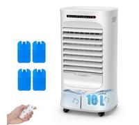 COSTWAY Rafraîchisseur d'Air 4 EN 1,Climatiseur Mobile sans Évacuation 10L,66W,Auto-Oscillation,Refroidissement,Ventilateur,Humidificateur,Purificateur,2 Pain de Glace,Mini Clim Portable