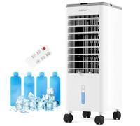 COSTWAY Rafraîchisseur d'Air Silencieux 4 en 1, Climatiseur Mobile sans Évacuation 60W, Minuterie 12h, Ventilateur, Humidificateur, Faible Consommation (Gris)