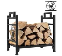 COSTWAY Range Bûche Intérieur, Porte-Bûches Métal Charge 30 kg pour Rangement Bois Intérieur, Porte Bûche Cheminée pour Poêle, Foyer, Motif d'Élan, 46 x 33 x 46 cm(Élan)