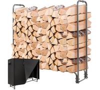 COSTWAY Range Bûches de Bois Extérieur avec Housse PVC Imperméable avec Fermeture Eclair 122,5 x 35,5 x 122,5cm pour Cheminée,