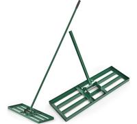 COSTWAY Râteau de nivellement en métal, outil pour gazon avec poignée ergonomique, nivellement du sable du sol, Levelingrake râteau de surface vert 75x25cm