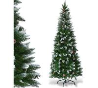 Arbre de Noël Artificiel 180CM Aiguilles en PVC avec Neige,630 Branches Support Métallique pour Maison, Bureau,Magasins Vert G