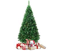 COSTWAY Sapin de Noël Artificiel 210 cm avec Pied en Métal, Arbre de Noël Artificiel pour Décoration de Noël Matériau PVC, Vert Nature