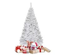 COSTWAY Sapin de Noël Artificiel 240cm Aiguilles en PVC Arbre en Epicéa avec Support en Métal pour Maison, Magasins Hôtels Blanc