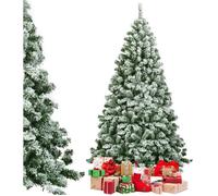 COSTWAY Sapin de Noël Artificiel Enneigé 225CM avec 928 Branches Aiguilles en PVC, Support Métallique Pliable pour Décoration Noël