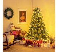 COSTWAY Sapin de Noël Artificiel Pré-éclairé 180 cm, Arbre de Noël 1168 Branches, 350 Lumières LED Multicolores et Blanc Chaud, 11 Modes d'Éclairage, à Charnière, pour Maison, Bureau, Fêtes