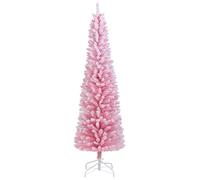 COSTWAY Sapin de Noël Artificiel Rose 180 cm, Arbre de Noël Floqué de Neige, 460 Branches, Support en Métal Pliable, Sapin en Forme de Crayon, pour Les Fêtes, la Maison, Le Bureau