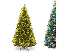 COSTWAY Sapin de Noël LED Lumineux 210cm avec Lumières LED Multicolore à 11 Modes 5 Changements de Couleur Pied en Métal et PVC