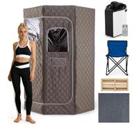 COSTWAY, sauna à vapeur de 3 litres, sauna domestique à 9 niveaux, tente de sauna avec minuterie, cabine de sauna pour tout le corps avec générateur de vapeur de 3 litres, masseur pour les pieds en bo