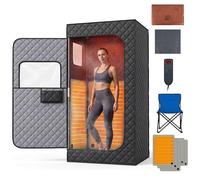 COSTWAY Sauna Infrarouge Portable avec Chaise 6 Niveaux Température Minuterie 5-45 Min 90 x 90 x 180 cm