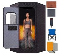 COSTWAY, sauna infrarouge, tente de sauna, sauna pour la maison avec télécommande, comprenant un repose-pieds chauffant et un siège pliable. Sauna, tente de sauna avec 6 niveaux de température, dimens