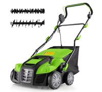 COSTWAY Scarificateur et Aérateur Électrique Filaire 2 en 1 de 2000 W 3500rpm, 2 Lames Largeur de Travail 40 cm avec Réglable à 5 Positions Sac de Ramassage 55 L, pour Pelouses 800 m² (Vert)