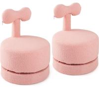 COSTWAY Set de 2 Canapés pour enfants, Fauteuil pour enfants avec dossier en forme de boucle & assise en mousse, Fauteuil pour enfants jusqu'à 100 kg, Canapé de jeu pour chambre d'enfant pour enfants 