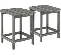 COSTWAY Set de 2 tables d'appoint Outdoor , tables de jardin en HDPE résistant aux intempéries, petite table de balcon, table basse 48x37x46cm Gris