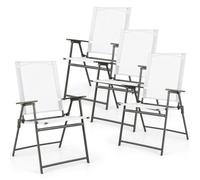 COSTWAY Set de 4 chaises de jardin, chaises pliantes à haut dossier avec accoudoirs, chaises de balcon, chaises de terrasse pouvant supporter jusqu'à 150 kg 58x57,5x95,5cm blanc