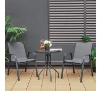 COSTWAY Set de bistrot 3 pièces, table de bistrot avec 2 chaises Set de balcon, ensemble de jardin, salon de jardin pour jardin, balcon
