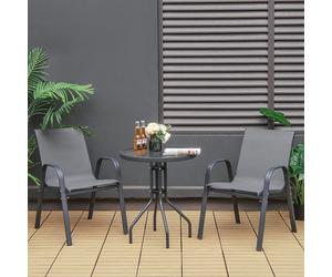 COSTWAY Set de bistrot 3 pièces, table de bistrot avec 2 chaises Set de balcon, ensemble de jardin, salon de jardin pour jardin, balcon