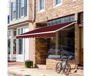 COSTWAY Store à manivelle 300x250cm Store pare-soleil, store à bras articulé Store de terrasse pour balcon & véranda vin rouge