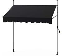 COSTWAY Store à pince 200 cm de large, Store balcon extérieur sans percer avec manivelle, Store protection solaire réglable en hauteur résistant aux UV noir