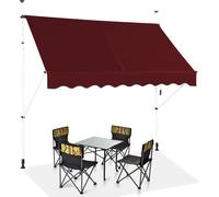 COSTWAY Store à pince 200 cm, store balcon réglable en hauteur hydrofuge sans percer résistant aux UV, store avec manivelle, bordeaux